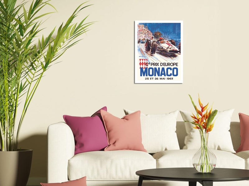 Pacifica Island Art Monaco Grand Prix Europe (Gd Prix D’Europe) - Vintage Car Racing Poster by Michel Beligond c.1963 - Master Art Print (Unframed) 12in x 18in - Image 3