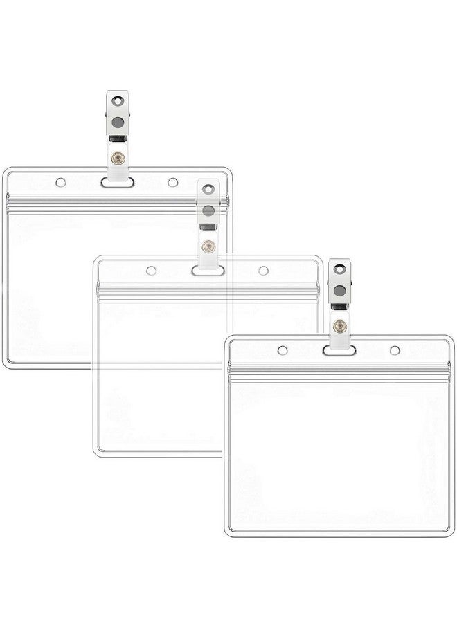 ليدر جين حاملات علامات الاسم الأفقية ومشابك الشارات المعدنية مع حزام الفينيل المقاوم للماء وحامل بطاقات الهوية البلاستيكية (أفقي 2.36 × 3.74 3 عبوات) - Image 1