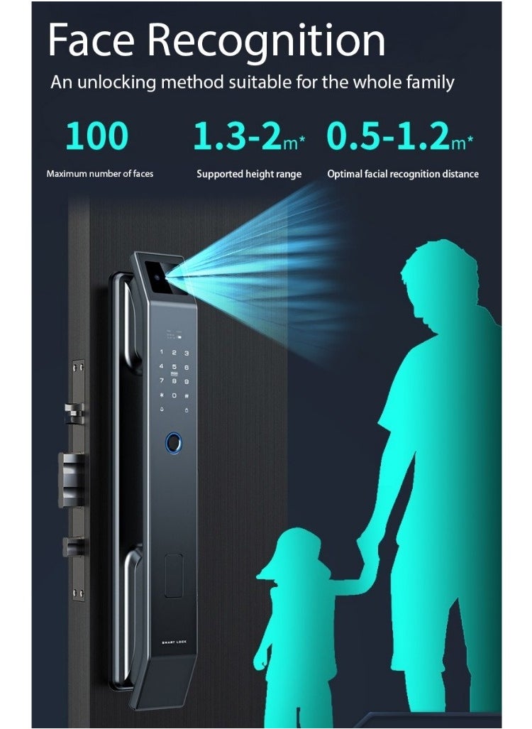 Nomeregan Smart Door Lock,3D Facial Recognition Smart Lock, Built-in WiFi, APP Remote Control,Keyless Entry Door Lock,Fingerprint lock for Front Door Hotel Office Home Airbnb  - Image 3