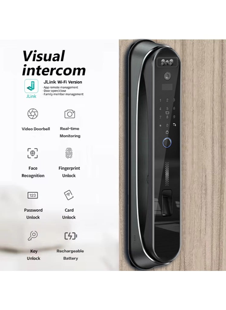 Nomeregan Smart Door Lock,3D Facial Recognition Smart Lock, Built-in WiFi, APP Remote Control,Keyless Entry Door Lock,Fingerprint lock for Front Door Hotel Office Home Airbnb  - Image 2