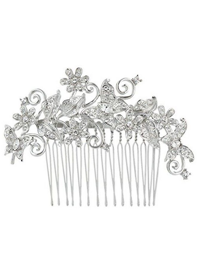 EVER FAITH - Butterfly Flower Floral Wedding Hair Comb Clear Austrian Crystal - Image 1