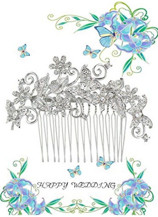 EVER FAITH - Butterfly Flower Floral Wedding Hair Comb Clear Austrian Crystal - Image 1