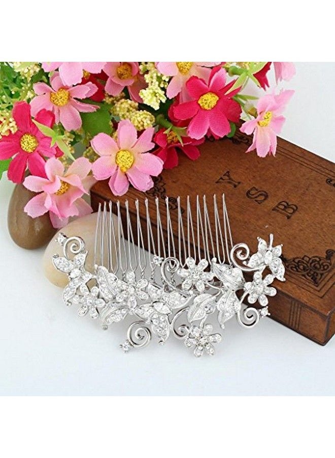 EVER FAITH - Butterfly Flower Floral Wedding Hair Comb Clear Austrian Crystal - Image 1