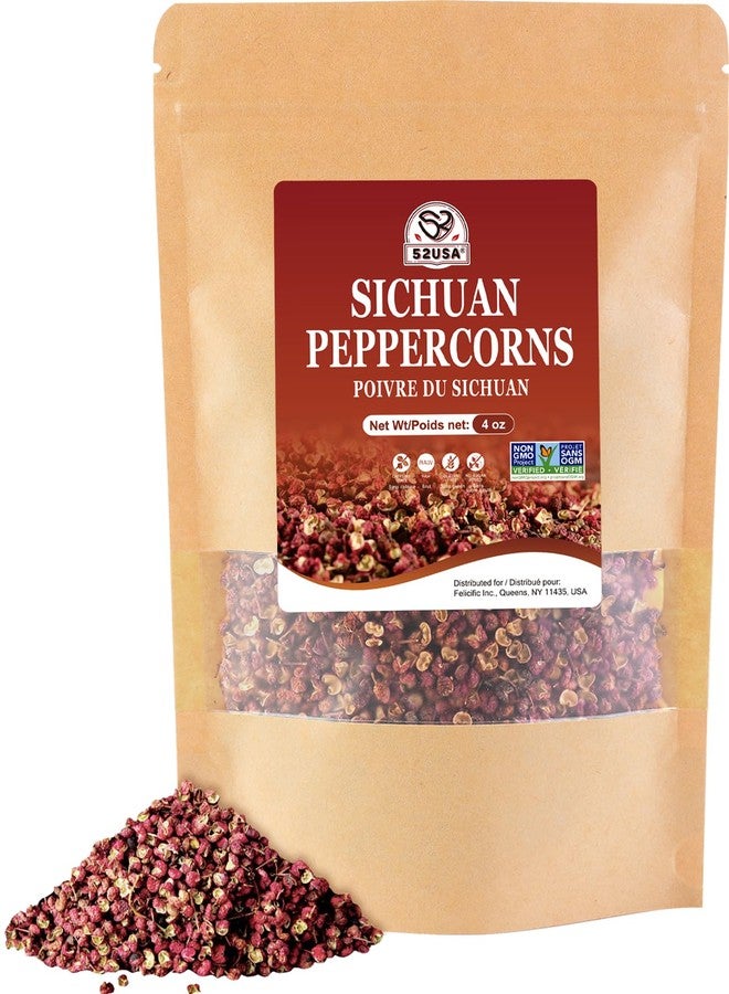 52USA Sichuan Peppercorn, Szechuan Peppercorns(4OZ), Authentic Szechuan Red Peppercorn, Less Seeds, Strong Flavor, Whole Sichuan Red Peppercorns, Tingly Numbness, Key for Mapo Tofu and Sichuan Dishes - Image 1