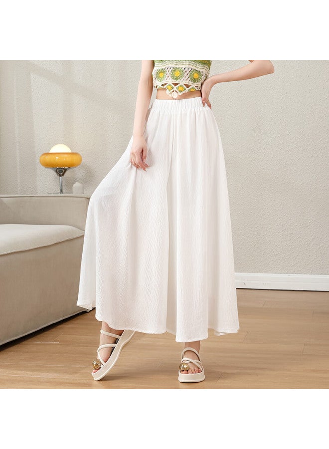 Modal White Skirt Pants Women's Ice Silk Wide Leg Pants Skirt Summer Elegant Thin Style Pee High Waist Draping New Chinese Zen Style - Image 5