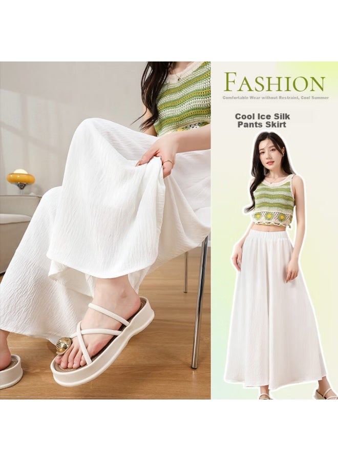 Modal White Skirt Pants Women's Ice Silk Wide Leg Pants Skirt Summer Elegant Thin Style Pee High Waist Draping New Chinese Zen Style - Image 1