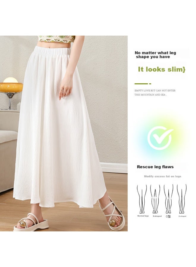 Modal White Skirt Pants Women's Ice Silk Wide Leg Pants Skirt Summer Elegant Thin Style Pee High Waist Draping New Chinese Zen Style - Image 3
