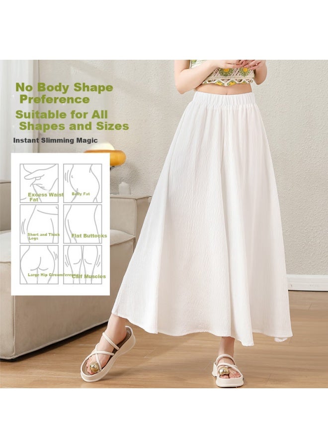 Modal White Skirt Pants Women's Ice Silk Wide Leg Pants Skirt Summer Elegant Thin Style Pee High Waist Draping New Chinese Zen Style - Image 4