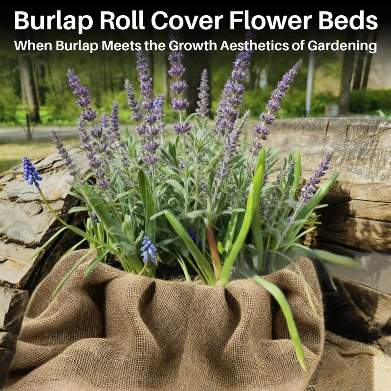 RAINFLOW Burlap Fabric Roll - Natural Gardening Burlap Roll 13 Feet x 19.7" Multipurpose Jute Fabric for Boho Wedding Decor Outdoor Weed Barrier Tree Trunk Wrap Farmhouse Table Decor for Crafts - Image 5