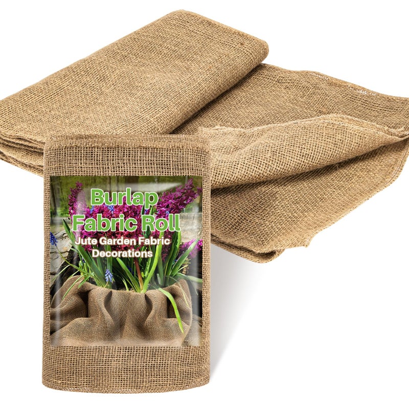 RAINFLOW Burlap Fabric Roll - Natural Gardening Burlap Roll 13 Feet x 19.7" Multipurpose Jute Fabric for Boho Wedding Decor Outdoor Weed Barrier Tree Trunk Wrap Farmhouse Table Decor for Crafts - Image 1