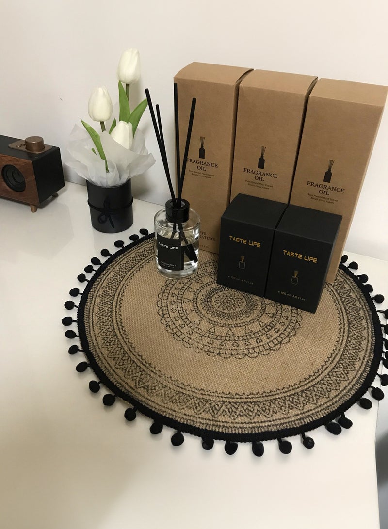 Manhua 38cm Round Woven Cotton Placemat,Nordic-Style Fabric Tassel Heat-Resistant Table Mat - Image 4