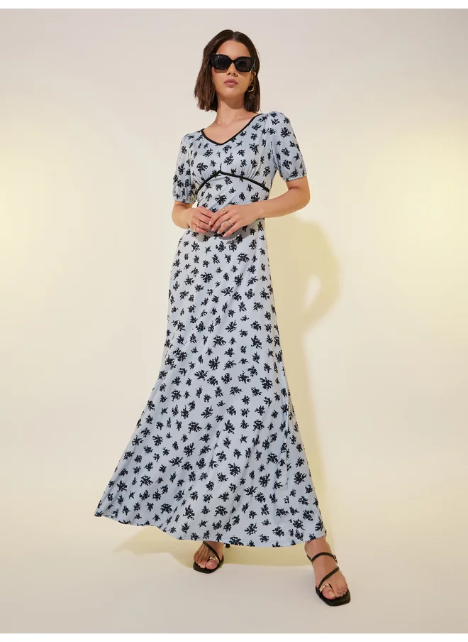 Take Two Take Two Floral Print V Neck A-Line Maxi Dress