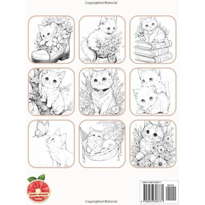 independently published Anime coloring: A flower kitten: Cat lovers Stress Relief, 50 cuts - Image 2
