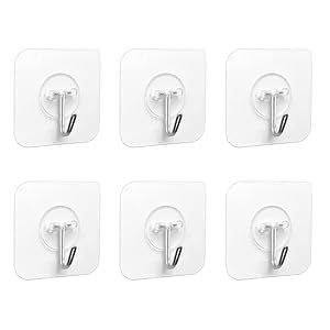 HOMM SelfAdhesive Plastic Hooks for Multipurpose Pack of 20 HeavyDuty Waterproof Removable Plastic Hooks for Bathroom and Kitchen Hanging Racks with Elegant Look No Drill Transparent  - Image 4