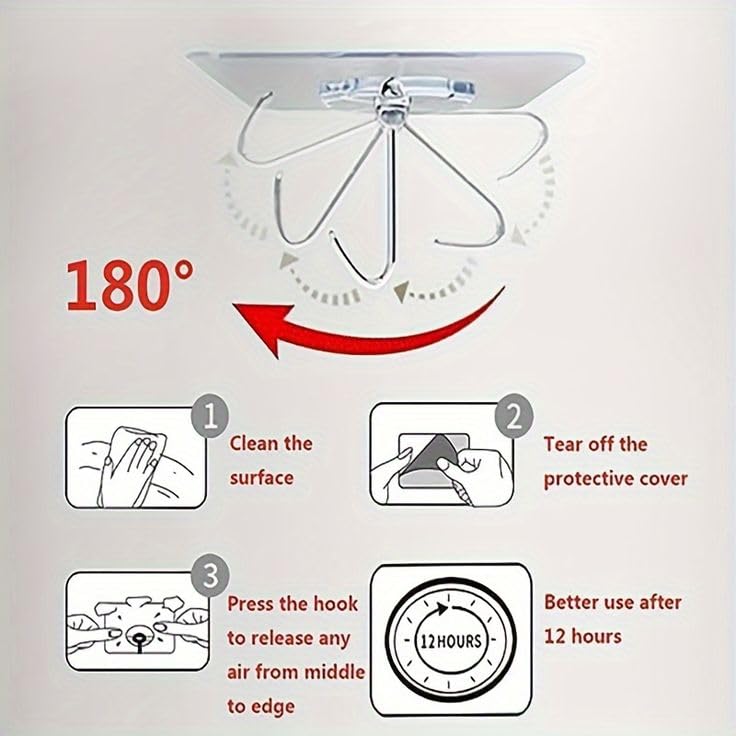 HOMM SelfAdhesive Plastic Hooks for Multipurpose Pack of 20 HeavyDuty Waterproof Removable Plastic Hooks for Bathroom and Kitchen Hanging Racks with Elegant Look No Drill Transparent  - Image 2