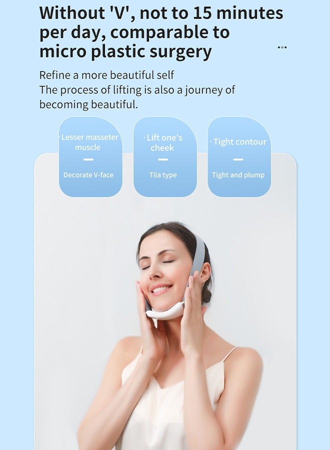 DUNISO V-face Instrument Face Massager with EMS Microcurrent V Face Lifting Chin V Line Up Lift Belt Intelligent Lifting Firming Saggy Skin Tightening Machine for Women Skin Care  - Image 4