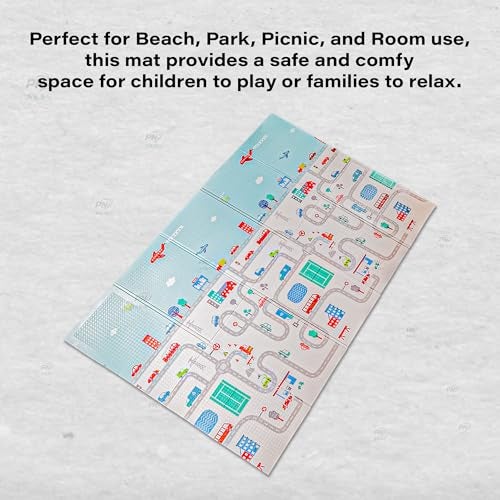 PN AVAN Extra Large Reversible Baby Play Mat, BPA Free Learning & Crawling Foldable Foam Mat (6.5x5 ft, 0.9cm Thickness) Multicolor (Forest-City) - Image 5