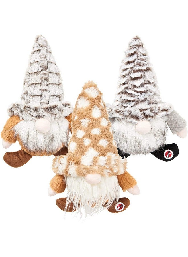 SPOT Ethical Products 3 Pack of Woodsy Gnome Plush Dog Toys, 12 Inch, Assorted Colors, with Squeakers