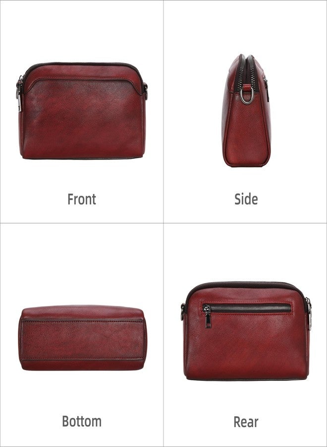 Iswee Red Purse Small Crossbody Bags for Women with Pockets Designer Shoulder Handbags for Travel Leather Purse with Wide Strap Hobo (Wine) - Image 4