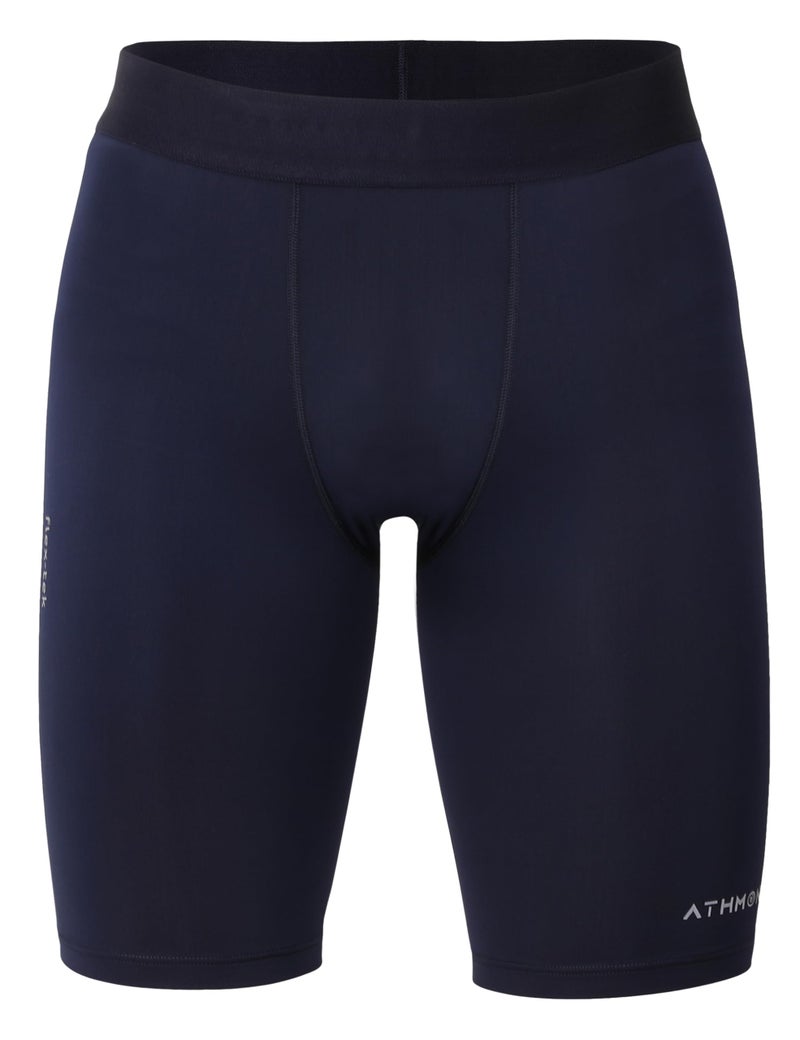 Athmonk 4-Way Lycra Compression Shorts for Men | Tight Skin Fit, Non Padded | Cycling Running Workout Gym Cricket Football Sports | Tummy Tuck Recovery Muscle Support | Quick Dry Anti-Chafe, Navy,M - Image 1