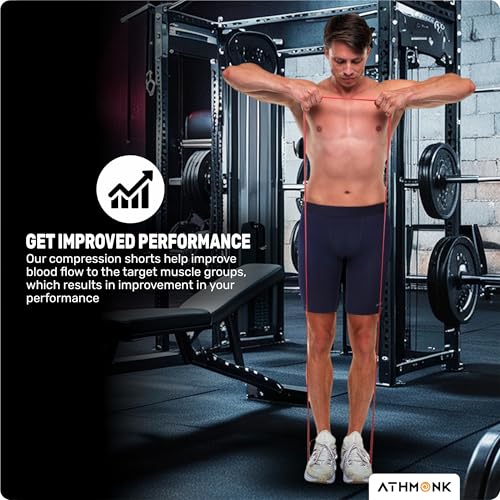 Athmonk 4-Way Lycra Compression Shorts for Men | Tight Skin Fit, Non Padded | Cycling Running Workout Gym Cricket Football Sports | Tummy Tuck Recovery Muscle Support | Quick Dry Anti-Chafe, Navy,M - Image 3