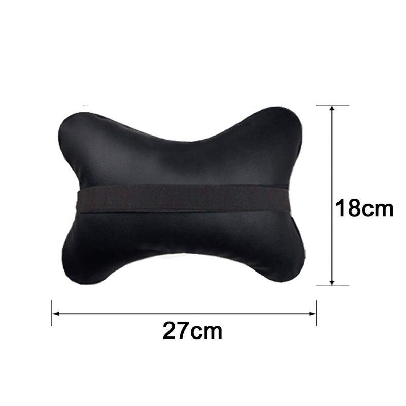 yuhuru Car Neck Pillows Both Side Pu Leather 2pieces Pack Headrest Fit for Most Cars Filled Fiber Universal Car Pillow (Black&Red) - Image 4