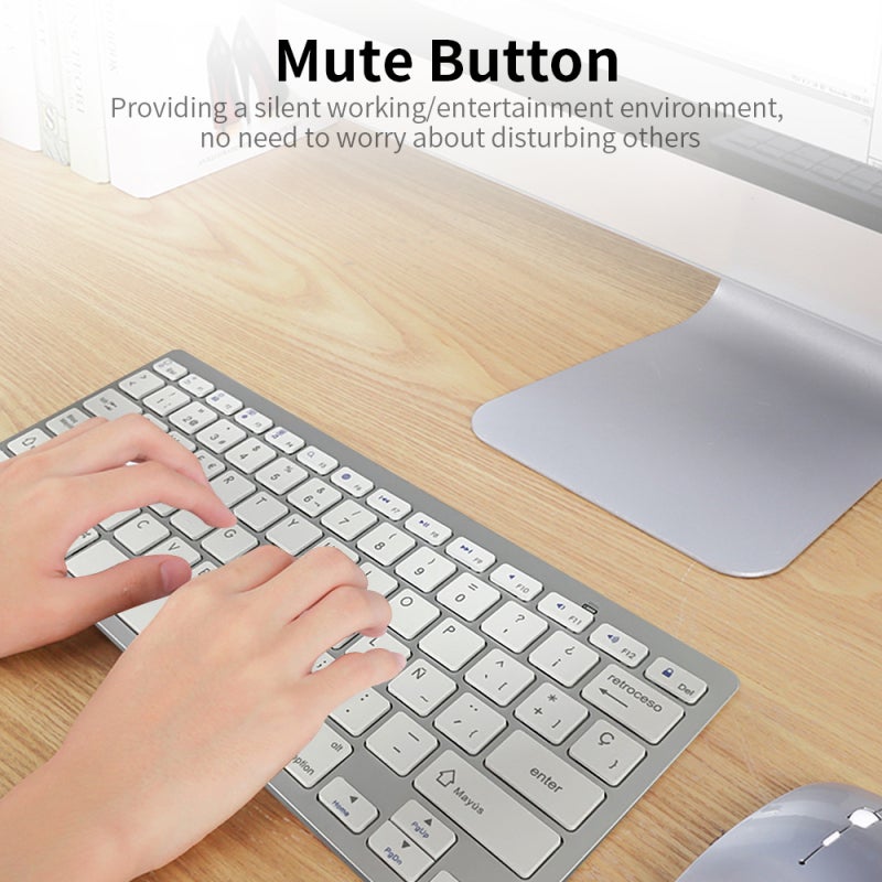 Wireless Keyboard: 78 Keys Silver BT3.0 Chip - 10m Transmission Distance Stable Connection Ergonomic Scissor Foot Structure for Windows Android iOS Systems - Image 2