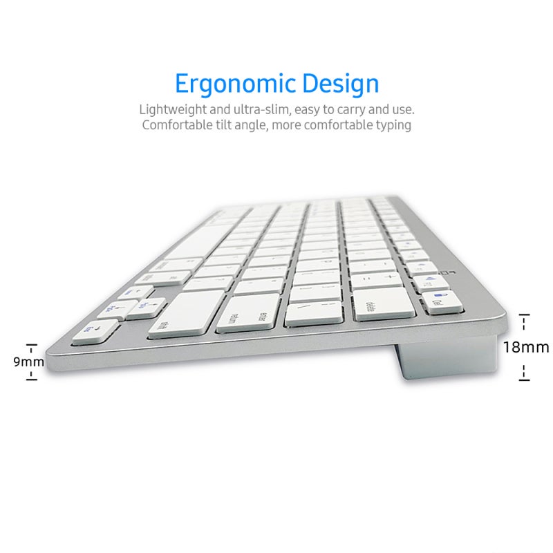 Wireless Keyboard: 78 Keys Silver BT3.0 Chip - 10m Transmission Distance Stable Connection Ergonomic Scissor Foot Structure for Windows Android iOS Systems - Image 3