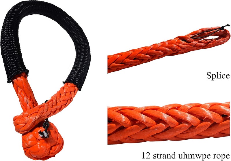 QIQU Synthetic Soft Shackle for Boating, ATV, UTV, SUV, 4X4 Truck Recovery (3/8'', Orange) - Image 3
