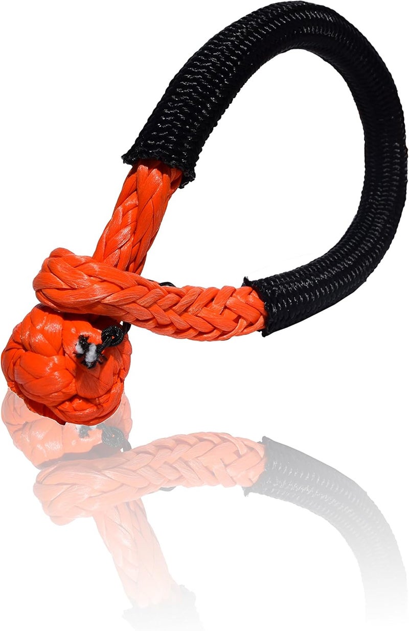 QIQU Synthetic Soft Shackle for Boating, ATV, UTV, SUV, 4X4 Truck Recovery (3/8'', Orange) - Image 1