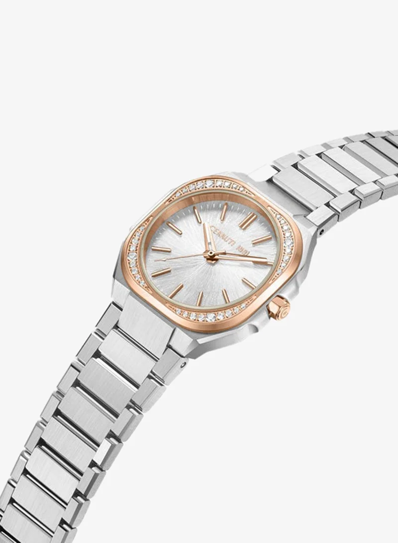 شيروتي 1881 Leadri Silver Dial Stainless Steel Bracelet Analog Watch for Women, 32mm
