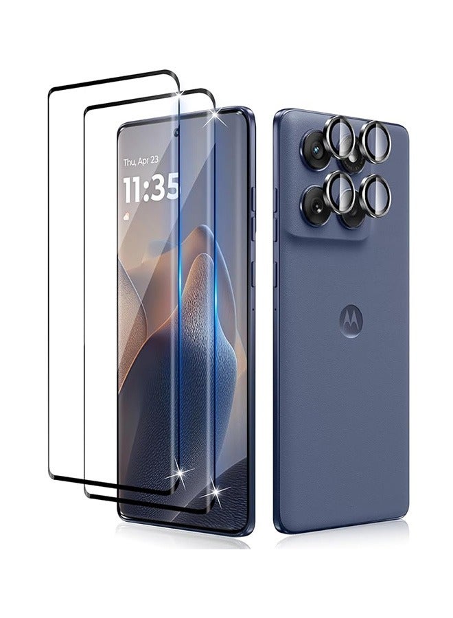 2 Pcs Motorola Moto Edge 60 Pro 5G Screen Protector, With 1 Set Camera Protective Film, 9H Tempered Glass Screen Protector for Motorola Moto Edge 60 Pro 5G, Full Coverage Bubble-Free Tempered Film, - Image 1