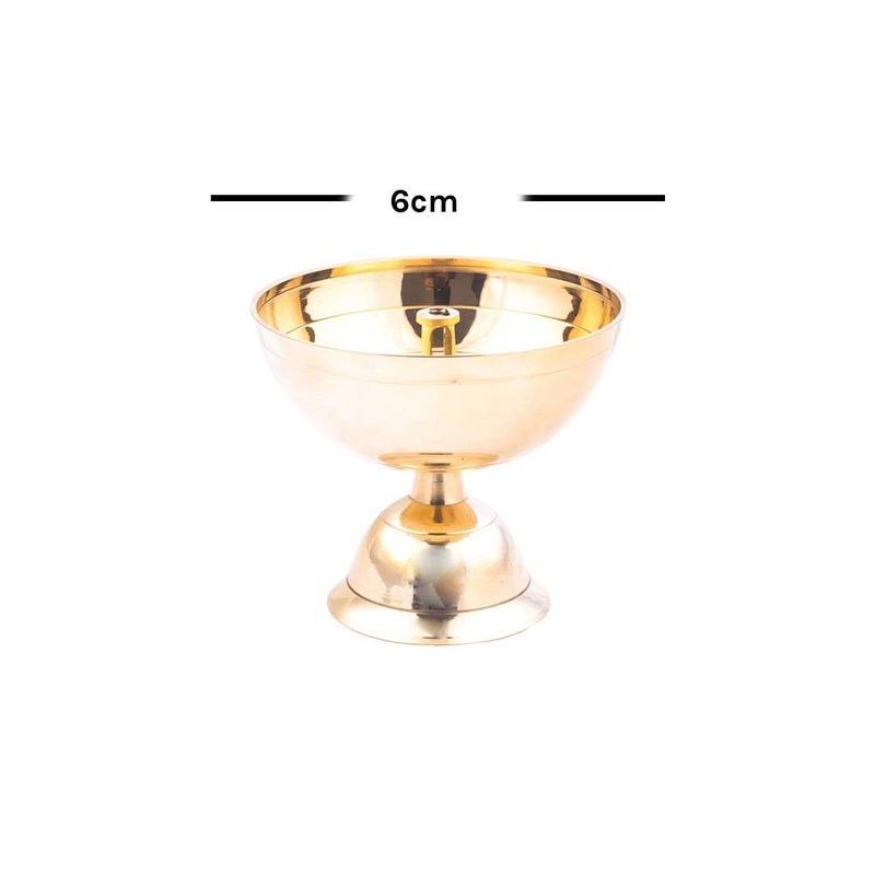ROLIMOLI Handmade Indian Brass Pyali Oil Lamp Diya Deepak Deepam Small for Pooja Decorative Item Set of 1 - Image 2