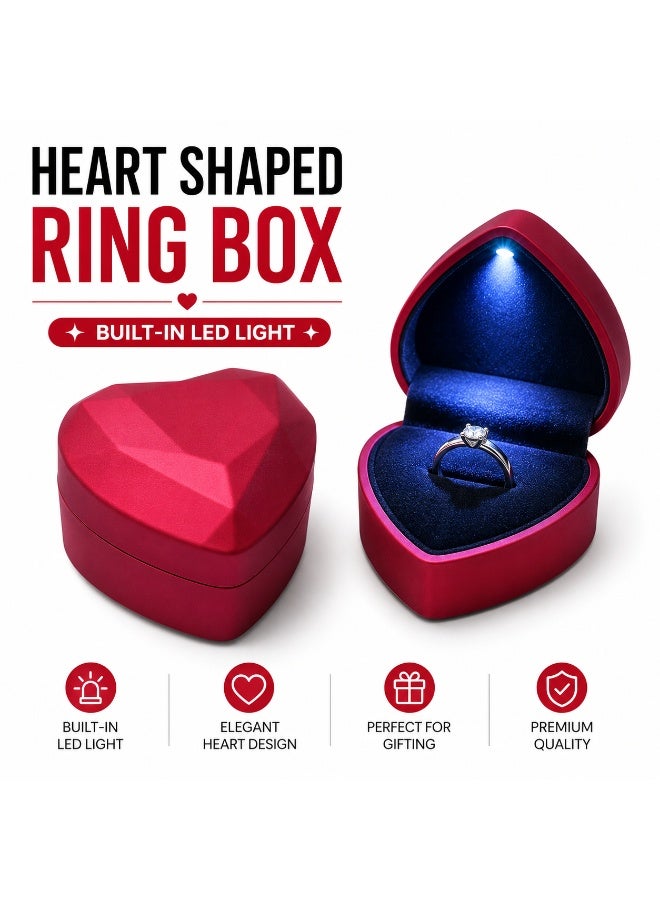 Heart Shaped Ring Box With LED Light – Jewelry Gift Box And Elegant Ring Holder - Image 1