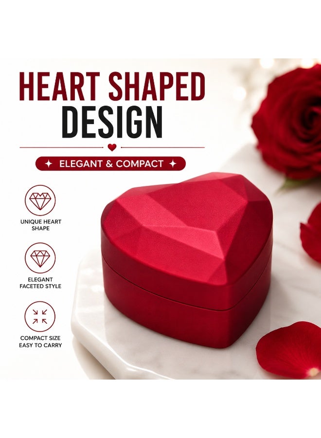 Heart Shaped Ring Box With LED Light – Jewelry Gift Box And Elegant Ring Holder - Image 4