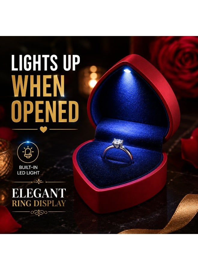 Heart Shaped Ring Box With LED Light – Jewelry Gift Box And Elegant Ring Holder - Image 2