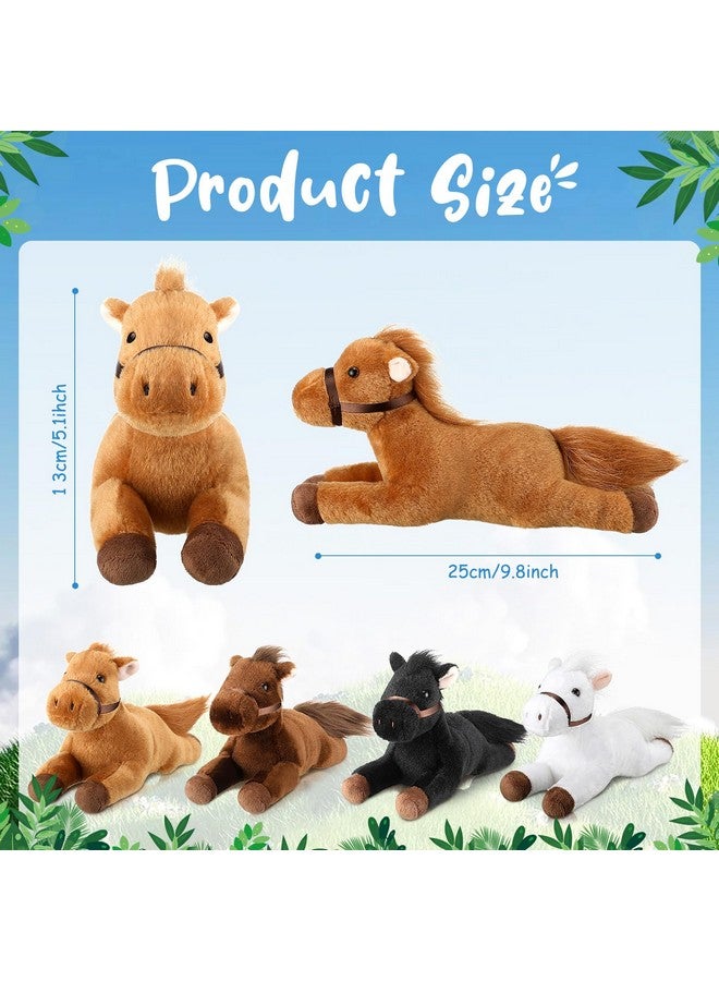 Skylety 4 Pcs Stuffed Horse Toy 8 Inch Horse Plush Stuffed Animals Cute Plush Assorted Toy Brown Animals Gifts Party Favors Supplies Decoration(Lying Style) - Image 2