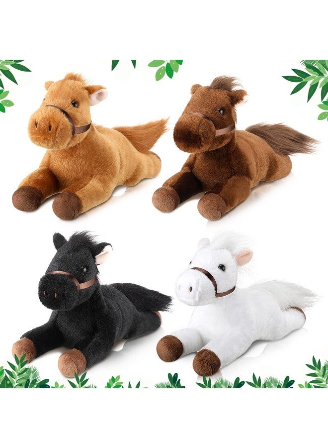 Skylety 4 Pcs Stuffed Horse Toy 8 Inch Horse Plush Stuffed Animals Cute Plush Assorted Toy Brown Animals Gifts Party Favors Supplies Decoration(Lying Style) - Image 1