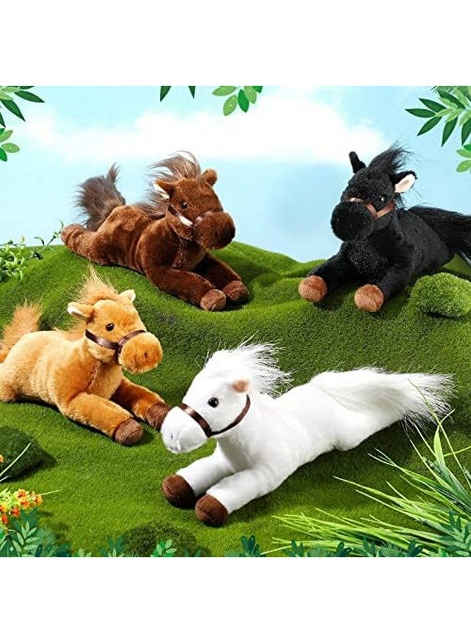 Skylety 4 Pcs Stuffed Horse Toy 8 Inch Horse Plush Stuffed Animals Cute Plush Assorted Toy Brown Animals Gifts Party Favors Supplies Decoration(Lying Style) - Image 5