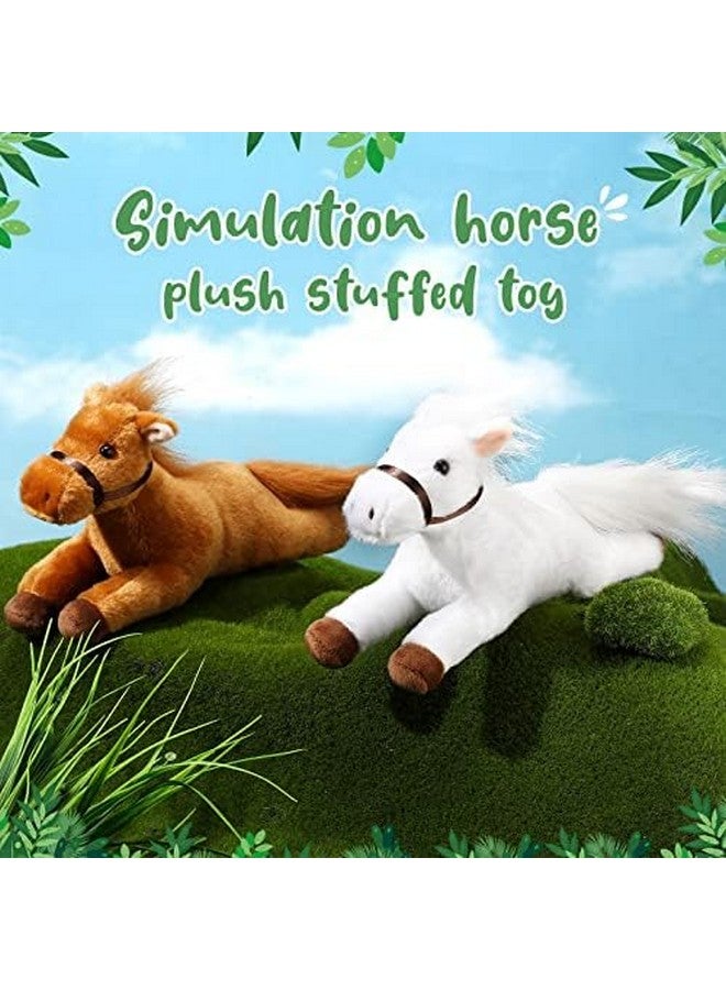 Skylety 4 Pcs Stuffed Horse Toy 8 Inch Horse Plush Stuffed Animals Cute Plush Assorted Toy Brown Animals Gifts Party Favors Supplies Decoration(Lying Style) - Image 4