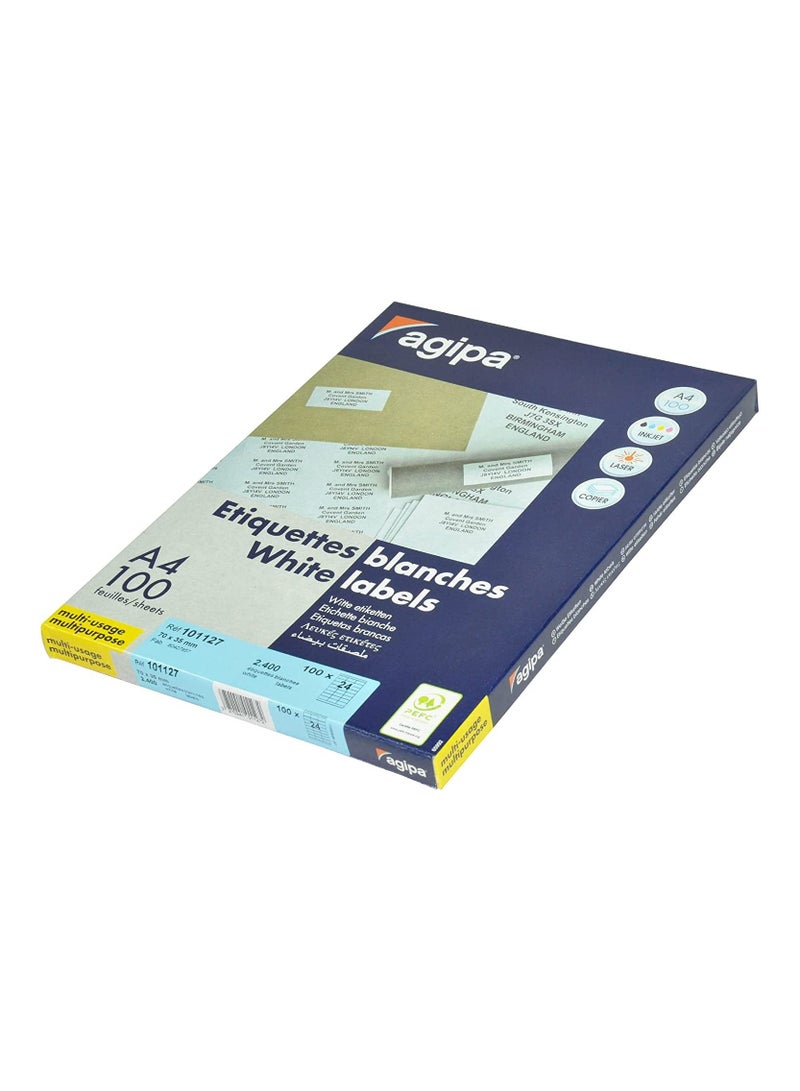 Agipa 100-Sheet Multipurpose Label White - APLA101127 - Image 1