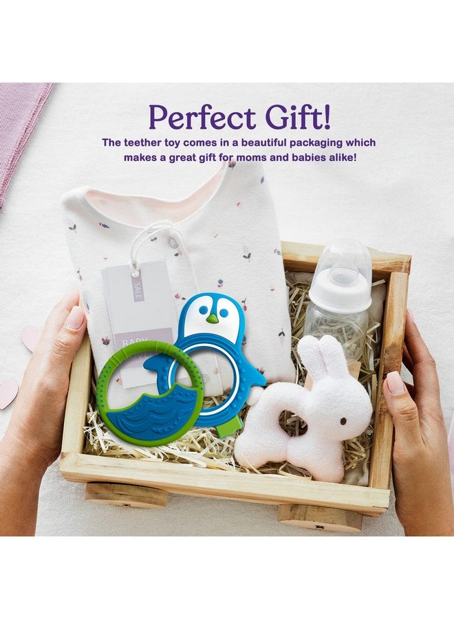 SPERRIC Baby Teething Toys for Newborn, Infants 0-6 Months Silicone Teethers for Babies 6-12 Months BPA Free (Penguin - Blue & Green) - Image 5