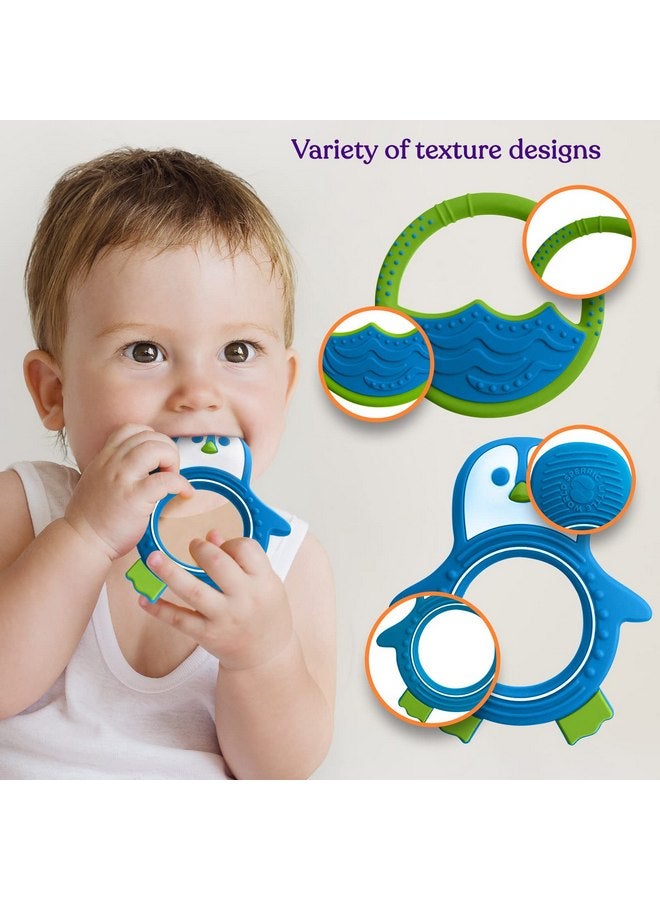 SPERRIC Baby Teething Toys for Newborn, Infants 0-6 Months Silicone Teethers for Babies 6-12 Months BPA Free (Penguin - Blue & Green) - Image 2