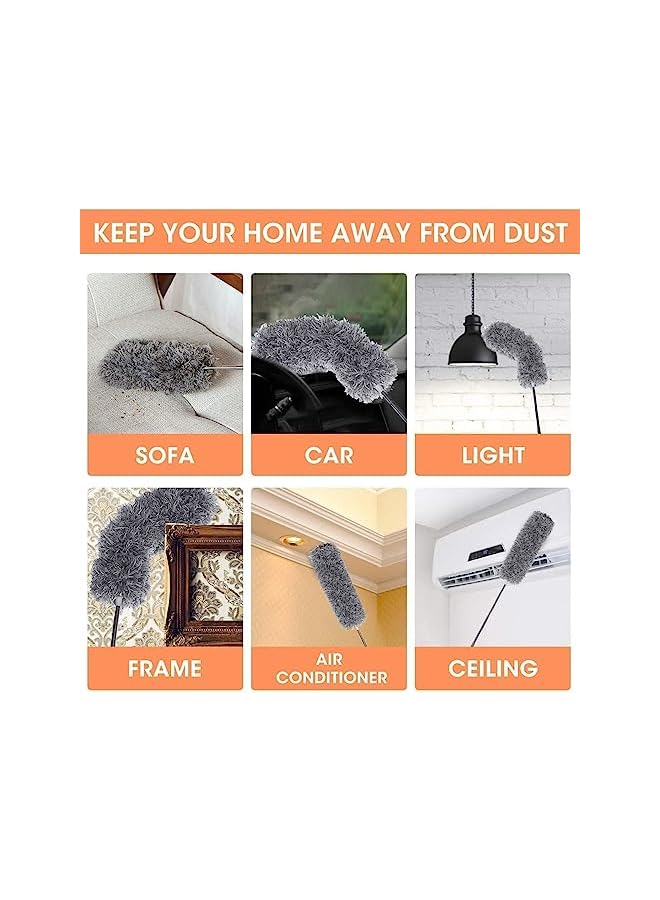 PROMASS 1pcs Feather Duster, Improved Long Pole Duster (108 inches), Microfiber Bendable Head & Scratch-Resistant Hat for Clean home, Ceiling Fan, High Ceiling, Blinds, Furniture & Car - Image 5