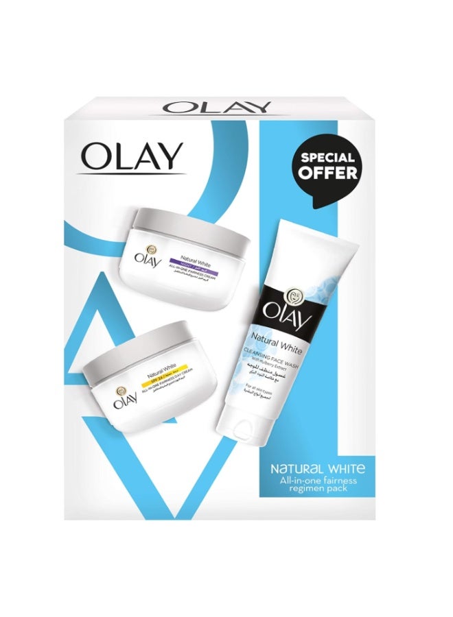 Olay Natural White Beauty Box: Face Wash 100 g + Day Cream SPF 24 50 g + Night Cream 50 g, 200 g - Image 1