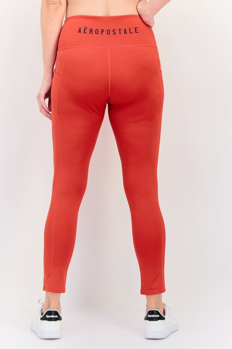 Aeropostale Women Sportswear Fit High Rise Outdoor Leggings, Red - Image 3