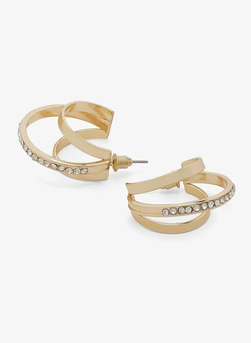 ELLA Gold Accent Rhinestone Detail Earrings