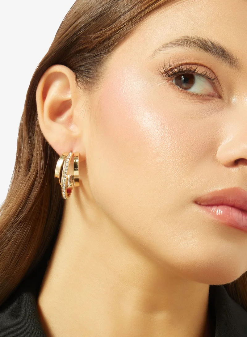 ELLA Gold Accent Rhinestone Detail Earrings