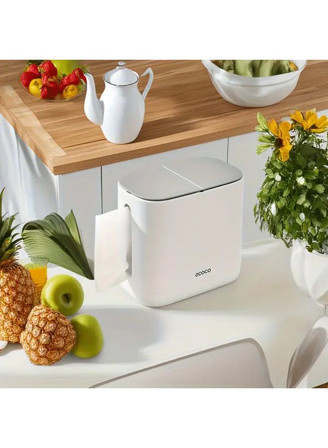 صندوق المناديل القياسي الكريمي الأصفر متعدد الأغراض مع سلة مهملات مكتبية وحامل أوراق مدمج - Image 2