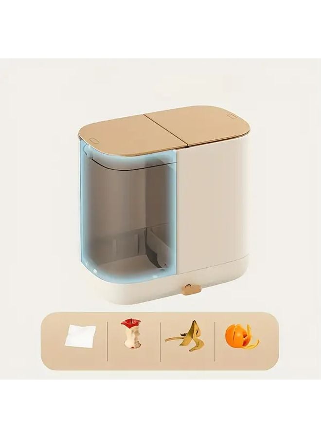 صندوق المناديل القياسي الكريمي الأصفر متعدد الأغراض مع سلة مهملات مكتبية وحامل أوراق مدمج - Image 4